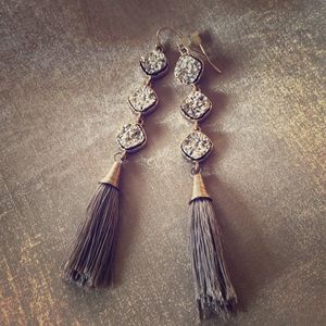 Crystal Earrings with tassels-Rose/Gold Beautiful!